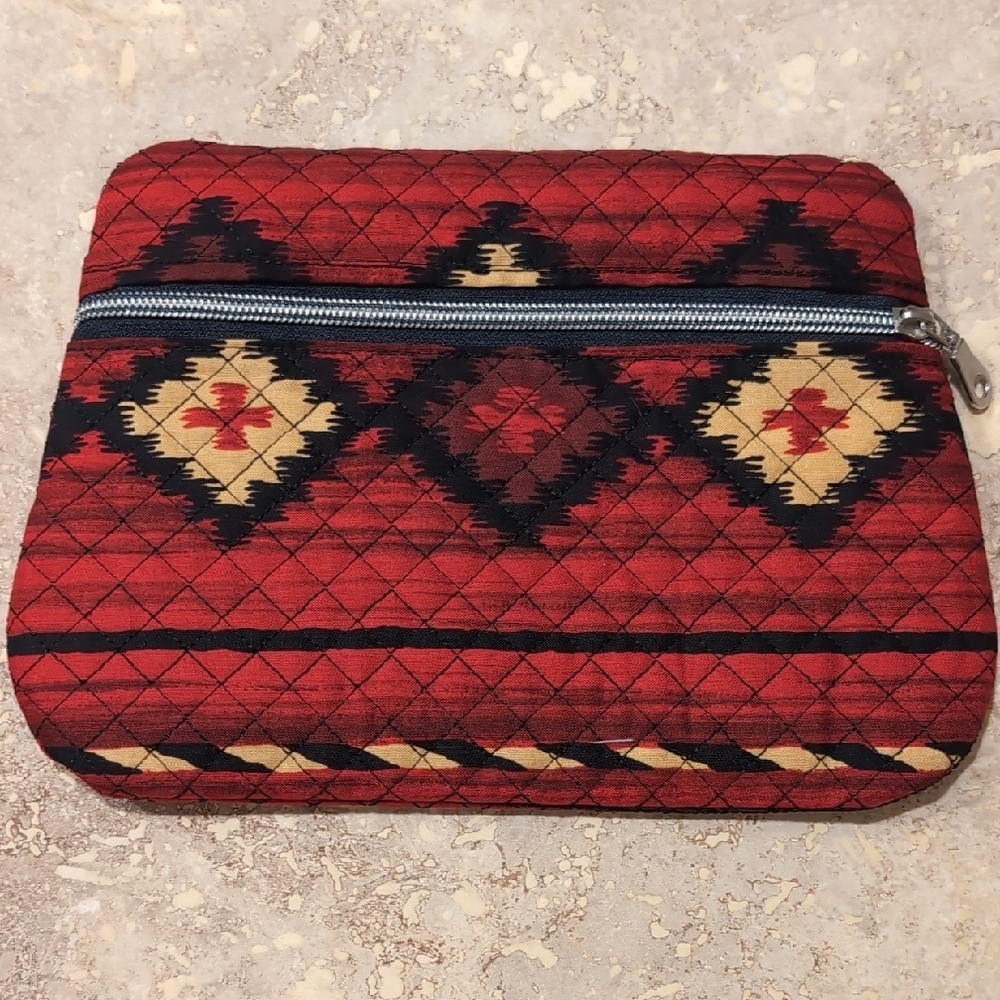 Red and Black Geometric Patterned Pouch